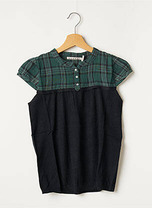 Pull tissage lainage manches courtes noir KOOKAI fille
