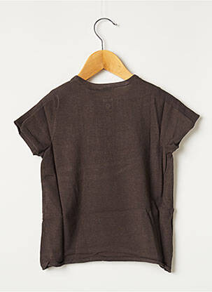 Pull finition bords-côtes manches courtes marron KOOKAI fille