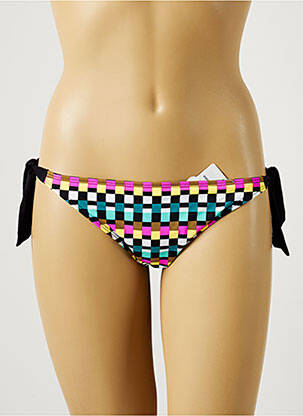 Bas de maillot de bain effet matière satinée bikini noir CHERRY BEACH femme