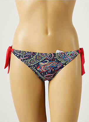 Bas de maillot de bain effet matière satinée bikini bleu CHERRY BEACH femme