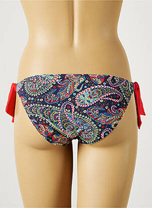 Bas de maillot de bain effet matière satinée bikini bleu CHERRY BEACH femme