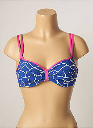 Haut de maillot de bain stretch haut soutien-gorge moulé bleu BELCOR femme