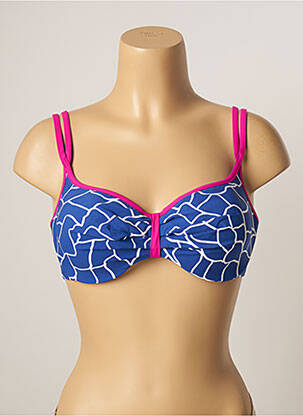 Haut de maillot de bain stretch haut soutien-gorge moulé bleu BELCOR femme