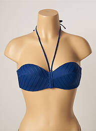 Haut de maillot de bain stretch haut soutien-gorge balconnet bleu LOU femme