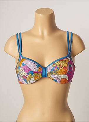 Haut de maillot de bain stretch haut soutien-gorge moulé bleu BELCOR femme