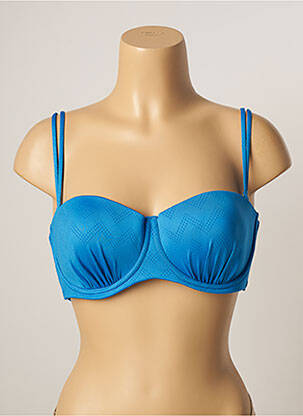 Haut de maillot de bain stretch haut soutien-gorge balconnet bleu BELCOR femme