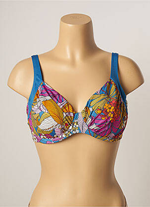 Haut de maillot de bain stretch haut soutien-gorge emboitant bleu BELCOR femme