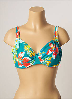 Haut de maillot de bain stretch haut soutien-gorge emboitant bleu BELCOR femme