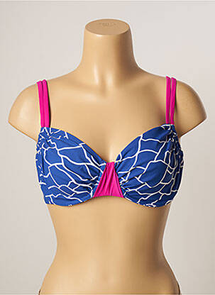 Haut de maillot de bain stretch haut soutien-gorge emboitant bleu BELCOR femme