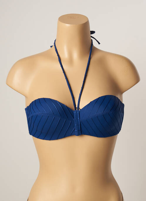 Haut de maillot de bain stretch haut soutien-gorge balconnet bleu LOU femme