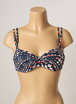 Haut de maillot de bain stretch haut soutien-gorge moulé bleu BELCOR femme