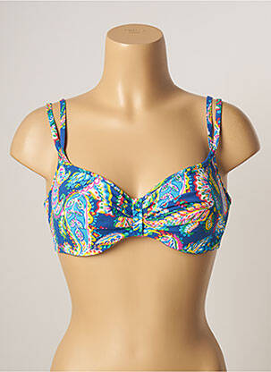 Haut de maillot de bain stretch haut soutien-gorge moulé bleu BELCOR femme