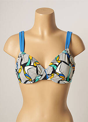 Haut de maillot de bain stretch haut soutien-gorge emboitant bleu BELCOR femme
