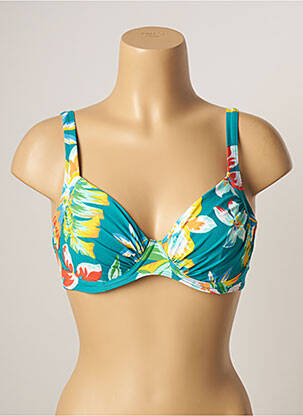 Haut de maillot de bain stretch haut soutien-gorge emboitant vert BELCOR femme
