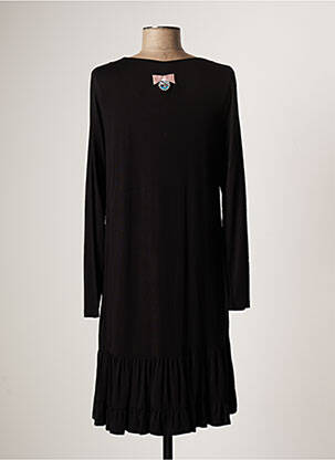 Robe mi-longue manches longues manches longues noir POUPEE CHIC femme