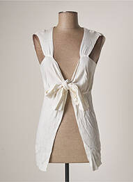 Gilet sans manche maille fine blanc IN LOVE femme