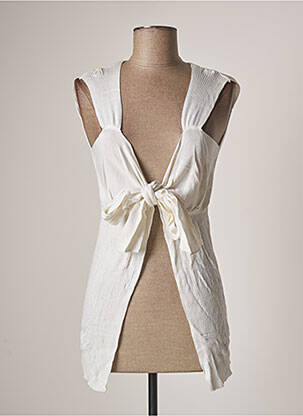 Gilet sans manche maille fine blanc IN LOVE femme