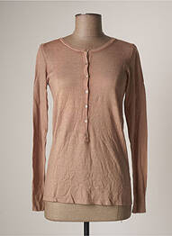 Pull finition bords-côtes manches longues rose TEQUILA SOLO femme