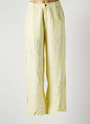 Pantalon large fermeture zippée sous rabat boutonné taille normale jaune RIMINI femme