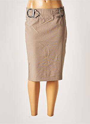 Jupe mi-longue stretch beige ABSOLU femme