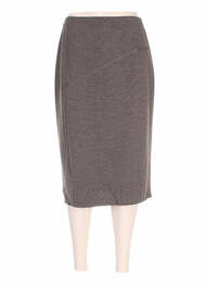 Jupe mi-longue coupe droite marron PAUPORTÉ femme