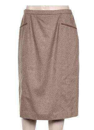 Jupe mi-longue coupe droite beige PAUPORTÉ femme