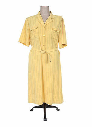 Robe mi-longue manches courtes manches courtes jaune REGINE femme