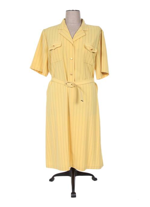 Robe mi-longue manches courtes manches courtes jaune REGINE femme