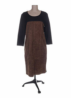 Robe mi-longue manches 3/4 manches 3/4 marron PAUPORTÉ femme