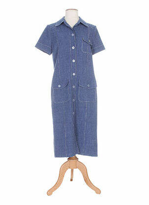 Robe mi-longue manches courtes manches courtes bleu WEINBERG femme