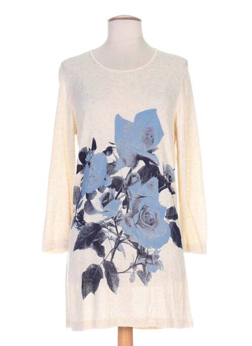 Pull tunique col rond manches longues beige WEINBERG femme