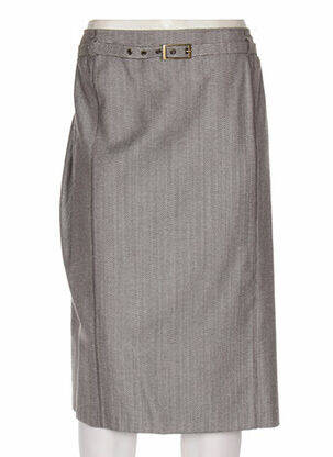 Jupe mi-longue coupe droite marron FRANK WALDER femme