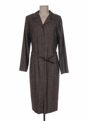 Robe mi-longue manches longues manches longues marron GUY DUBOUIS femme