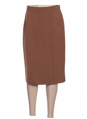 Jupe mi-longue coupe droite marron WEINBERG femme