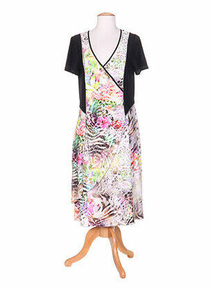 Robe mi-longue imprimé fleurs manches courtes blanc PAUPORTÉ femme