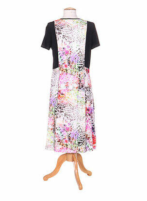Robe mi-longue imprimé fleurs manches courtes blanc PAUPORTÉ femme
