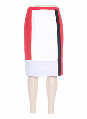 Jupe mi-longue coupe droite rouge PAUPORTÉ femme