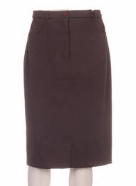 Jupe mi-longue coupe droite marron CLAUDE BAUER femme