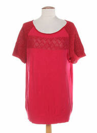 Pull col rond manches courtes rouge COLEEN BOW femme