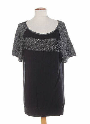 Pull col rond manches courtes noir COLEEN BOW femme