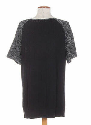 Pull col rond manches courtes noir COLEEN BOW femme