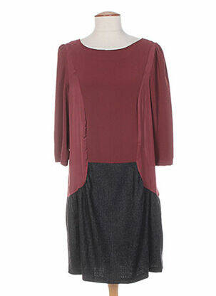 Robe mi-longue manches 3/4 manches 3/4 marron COLEEN BOW femme