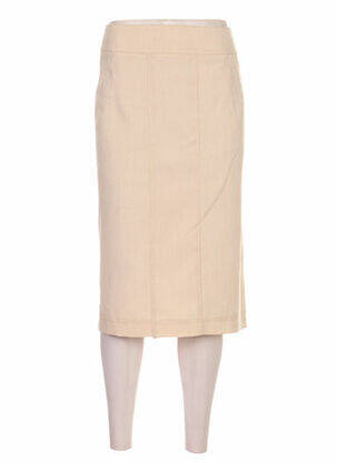 Jupe mi-longue coupe droite beige DELMOD femme