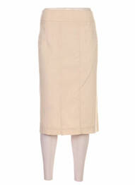 Jupe mi-longue coupe droite beige DELMOD femme