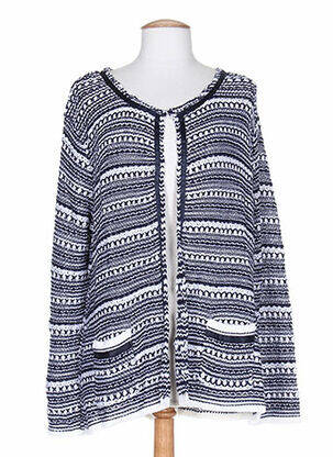 Gilet manches longues col rond bleu WEINBERG femme