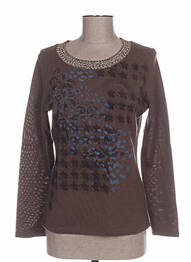 Pull coupe cintrée manches longues marron WEINBERG femme