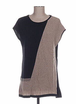Pull tunique col rond sans manche beige WEINBERG femme