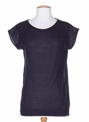 Pull finition bords-côtes manches courtes bleu WEINBERG femme