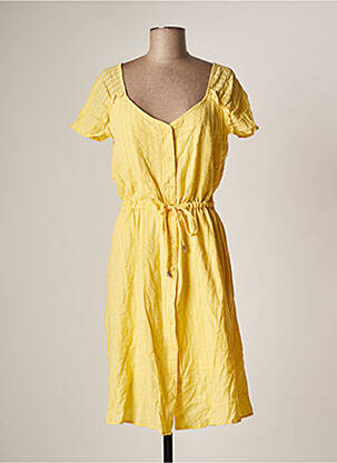 Robe mi-longue coupe évasée manches courtes jaune LOLA ESPELETA femme