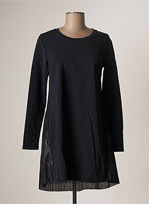 Robe courte coupe évasée manches longues noir HBT femme